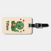 Cute Dinosaurus Bag Tag – Voeg naam toe Bagagelabel (Voorkant horizontaal)