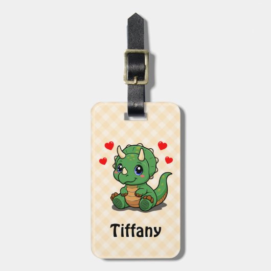 Cute Dinosaurus Bag Tag – Voeg naam toe Bagagelabel (Voorkant verticaal)