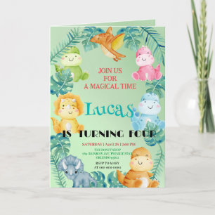 Cute dinosaurus jungle schoolkinderen verjaardagsf