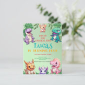 Cute dinosaurus jungle Schoolkinderen Verjaardagsf Briefkaart (Staand voorkant)