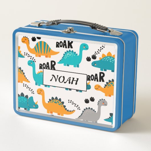 Cute Dinosaurus Patroon Aangepaste Monogram Naam K (Voorkant)