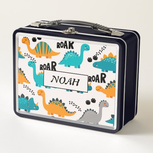 Cute Dinosaurus Patroon Aangepaste Monogram Naam K (Voorkant)
