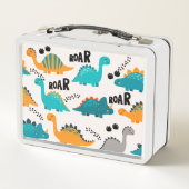 Cute Dinosaurus Patroon Aangepaste Monogram Naam K (Achterkant)