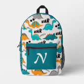 Cute Dinosaurus Patroon Aangepaste Monogram Naam K Bedrukte Rugzak (Voorkant)