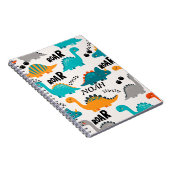 Cute Dinosaurus Patroon Aangepaste Monogram Naam K Notitieboek (Rechterzijde)
