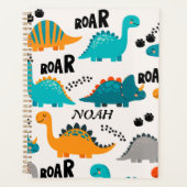 Cute Dinosaurus Patroon Aangepaste Monogram Naam K Planner (Voorkant)