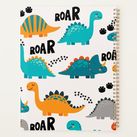 Cute Dinosaurus Patroon Aangepaste Monogram Naam K Planner (Achterkant)