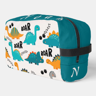 Cute Dinosaurus Patroon Aangepaste Monogram Naam K Toilettasje