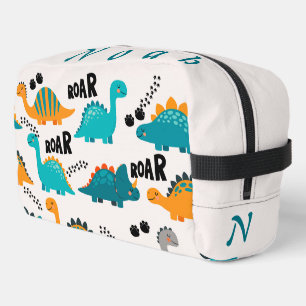 Cute Dinosaurus Patroon Aangepaste Monogram Naam K Toilettasje