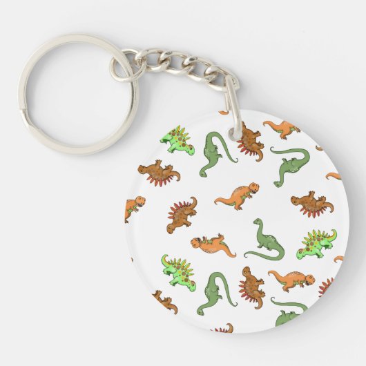 Cute Dinosaurus Patroon Sleutelhanger (Voorkant)