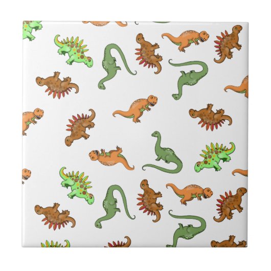 Cute Dinosaurus Patroon Tegeltje (Voorkant)