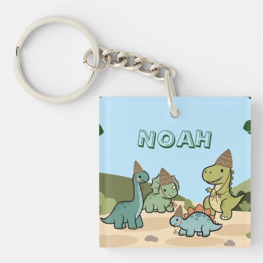 Cute Dinosaurus Sleutelhanger | Feest Favor (voorkant)