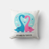 Cute dinosaurus stel gepersonaliseerde Valentijnsd Kussen (Voorkant)