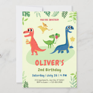 Cute dinosaurus t-rex kinderen 2e verjaardagsuitno kaart