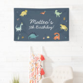 Cute dinosaurus verjaardagsbanner spandoek (Insitu)