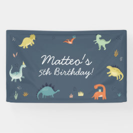 Cute dinosaurus verjaardagsbanner spandoek
