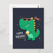 Cute Dinosaurus Verjaardagskaart Briefkaart (Voorkant / Achterkant)
