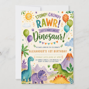 Cute dinosaurus verjaardagsuitnodiging voor jongen kaart