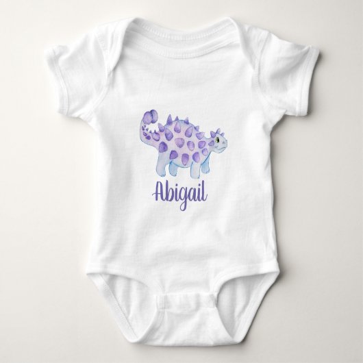 Cute dinosaurus waterverfschildering fopspeen bab romper (Voorkant)