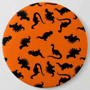 Cute Dinosauruspatroon op Oranje Ronde Button 6,0 Cm