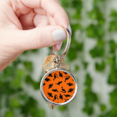 Cute Dinosauruspatroon op Oranje Sleutelhanger (Hand)