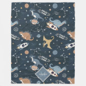 Cute Dinosaurussen in Space Pattern Kinder Fleece Deken (Voorkant)