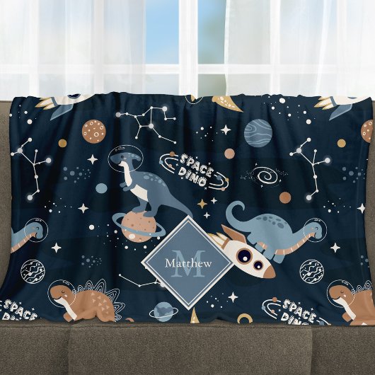 Cute Dinosaurussen in Space Pattern Kinder Fleece Deken