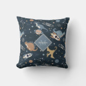 Cute Dinosaurussen in Space Pattern Kinder Kussen (Voorkant)