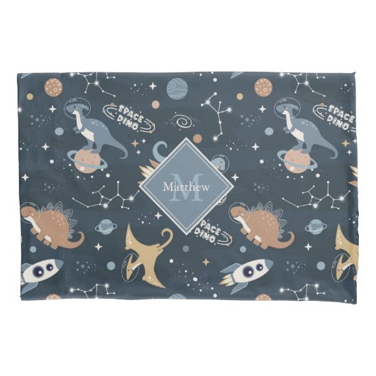 Cute Dinosaurussen in Space Pattern Kinder Kussensloop (Voorkant)