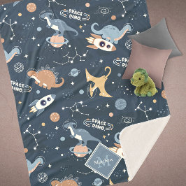 Cute Dinosaurussen in Space Pattern Kinder Sherpa Deken