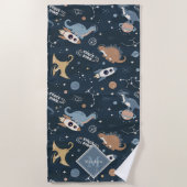 Cute Dinosaurussen in Space Pattern Kinder Strandlaken (Voorkant)