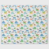 Cute dinosaurussen met superheldenmaskers en -kapj cadeaupapier (Vlak)