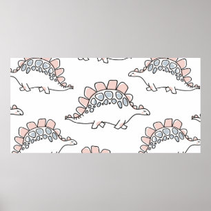 Cute dinosaurussen naadloos patroon poster