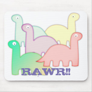 Cute Dinosaurussen Zachte Kleuren Muismat