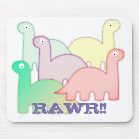 Cute Dinosaurussen Zachte Kleuren Muismat (Voorkant)