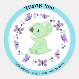 *~* Cute Dinosuar Butterfly Star Dank je wel Ronde Sticker