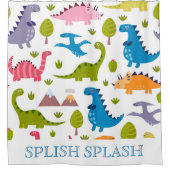 Cute Dinosuars Shower Curtain Douchegordijn (Voorkant)
