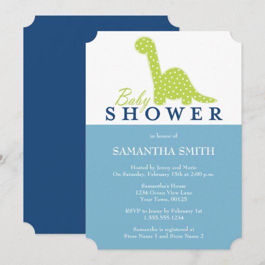 Cute DinoThMED Baby shower Kaart (Voorkant / Achterkant)