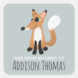 Cute "Dit boek behoort tot" Fox Kinder kookplaat Vierkante Sticker