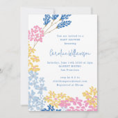 Cute Ditsy Flower WreatBlue Yellow Baby shower Kaart (Voorkant)