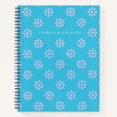 Cute Ditsy Flowers in Turquoise Blue, gepersonalis Notitieboek (Voorkant)