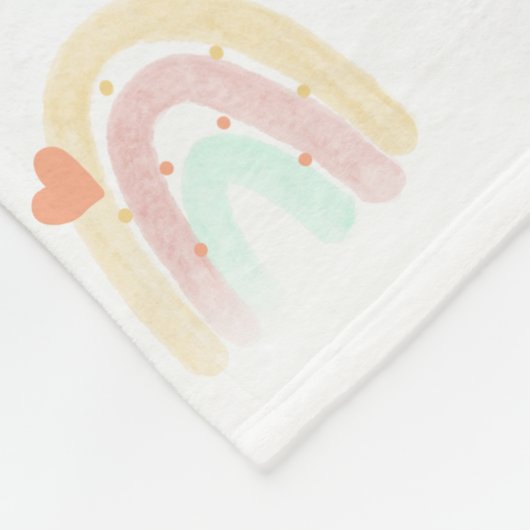 Cute Ditsy Rainbow Heart Waterverf Strokes Fleece Deken (Hoek)