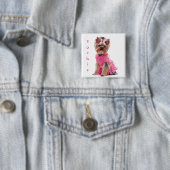 Cute Diva Yorkie Yorkshire Terrier Square Pin Vierkante Button 5,1 Cm (In situ)