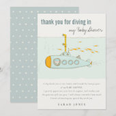 Cute Dive in onderwateronderzeeër Baby shower Bedankkaart (Voorkant / Achterkant)