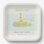 Cute Dive in onderwateronderzeeër Baby shower Papieren Bordje (Voorkant)