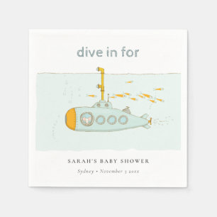 Cute Dive in onderwateronderzeeër Baby shower Servet