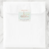 Cute Dive in onderwateronderzeeër Baby shower Vierkante Sticker (Tas)