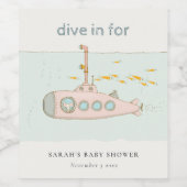 Cute Dive in onderwateronderzeeër Baby shower Wijn Etiket (Enkel label)