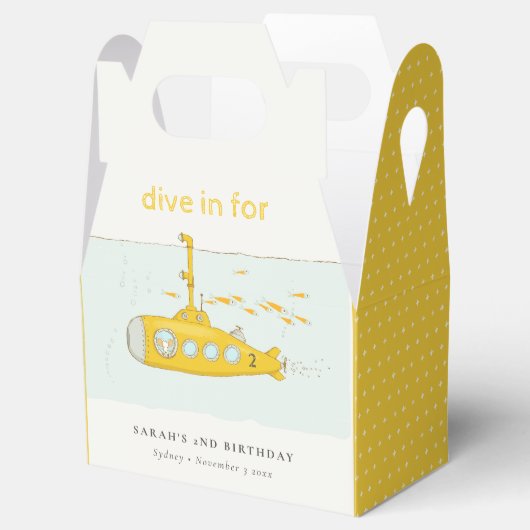 Cute Dive in underwater submarine Yellow Birthday Bedankdoosjes (Geopend)