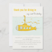 Cute Dive in underwater submarine Yellow Birthday Bedankkaart (Voorkant)